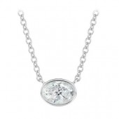 18K WHITE GOLD FOREVERMARK OVAL TRIBUTE PENDANT .50CT OVAL F SI1