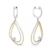14K White And Yellow Gold 0.31 Ctw Diamond Earrings