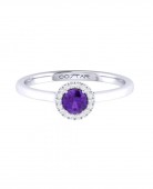 14K WHITE GOLD .05CTW DIAMOND AND .23CT AMETHYST RING