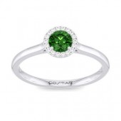 14K WHITE GOLD .06CTW DIAMOND AND .21CT EMERALD RING