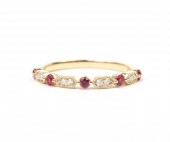 14K YELLOW GOLD .05CTW DIAMOND .20CTW RUBY STACKABLE BAND
