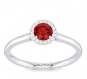 14K WHITE GOLD .05CTW DIAMOND AND .30CT RUBY RING