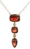 14K Yellow Gold Tiered Garnet and Diamond Necklace