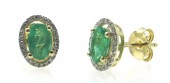 14K Yellow Gold 0.12 CTW Diamond 0.81 CTW Emerald Earrings