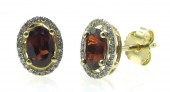 14K Yellow Gold 0.12 CTW Diamond 1.08 CTW Garnet Earrings