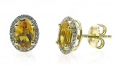 14K Yellow Gold 0.12 CTW Diamond 0.90 CTW Citrine Earrings