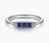14K WHITE GOLD DIAMOND AND SAPPHIRE STACKABLE BAND