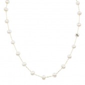 14K White Gold 6-6.5mm Fresh Water Pearl Necklace