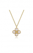 14K YELLOW GOLD PEARL FLOWER NECKLACE
