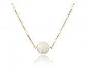 14K YELLOW GOLD COIN PEARL NECKLACE