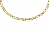 GOLD ION PLATED STAINLESS STEEL 6MM POLISHED FIGARO CHAIN 24 INCHES