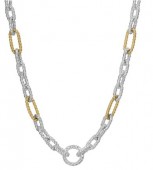 ALWAND VAHAN STERLING SILVER AND 14K YELLOW GOLD LINK STATION NECKLACE 18 IN
