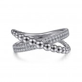STERLING SILVER WHITE SAPPHIRE CRISS CROSS RING