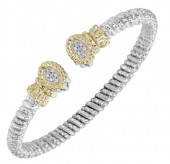 4mm Wide Vahan Sterling Silver and 14K Yellow Gold Diamond Bangle Bracelet