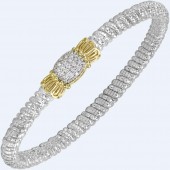 Vahan Sterling Silver and 14K Yellow Gold Closed Bangle Diamond Bracelet