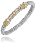 VAHAN STERLING SILVER AND 14K GOLD .36CTW DIAMOND 4MM CLOSED BRACELET