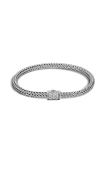 John Hardy Sterling Silver Classic Chain Extra Small Bracelet With Diamond Clasp