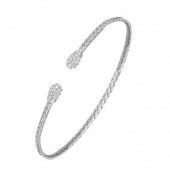 STERLING SILVER WOVEN CUFF BRACELET WITH CZ ENDS