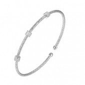 STERLING SILVER WOVEN CUFF BRACELET WITH CZ STATIONS