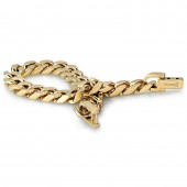 Gold Ion Plated Polished Stainless Steel Curb Chain Bracelet 8.5 Inches