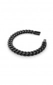 BLACK ION PLATED MATTE STAINLESS STEEL 10MM CURB LINK  BRACELET 8-8.5 INCHES