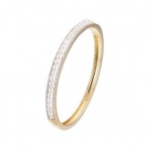 STERLING SILVER GOLD PLATED WHITE PEARL CZ BANGLE BRACELET