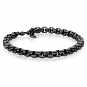 Mens Black Ion Plated Stainless Steel Round Box Bracelet