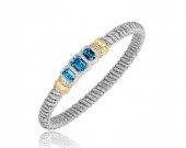 VAHAN STERLING SILVER AND 14K  YELLOW GOLD AND DIAMOND LONDON BLUE TOPAZ 4MM CLOSED BRACELET