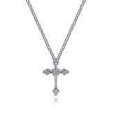 STERLING SILVER CROSS PENDANT WITH DIAMOND ACCENT