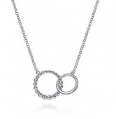 Sterling Silver Beaded Double Circle Necklace