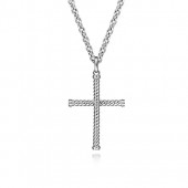 Gabriel Mens Sterling Silver Twisted Rope Cross