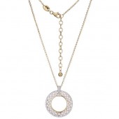 STERLING SILVER GOLD PLATED WHITE PEARL AND CZ CIRCLE PENDANT