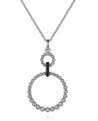 STERLING SILVER BUJUKAN DOUBLE BEADED CIRCLE NECKLACE WITH BLACK SPINEL