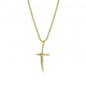 Gold Plated Stainless Steel Crucifix Cross Necklace 22 Inches