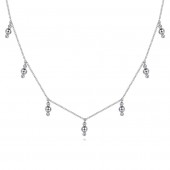 STERLING SILVER BEAD DROPLET NECKLACE