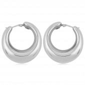 Sterling Silver Tapered Puff Oval Hoop Earrings