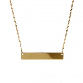 14K Yellow Gold Engravable Bar Necklace