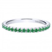 14K WHITE GOLD EMERALD STACKABLE BAND