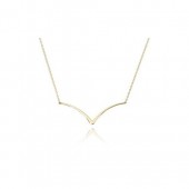14K YELLOW GOLD CURVED STATIONARY NECKLACE