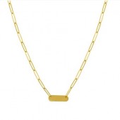 14K Yellow Gold Engravable Paperclip Chain Necklace