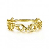 14K YELLOW GOLD SWIRLING STACKABLE RING