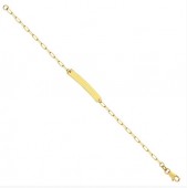 14K Yellow Gold Engravable Paperclip Bar Bracelet