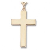 14K YELLOW GOLD LARGE POLISHED CROSS NECKLACE