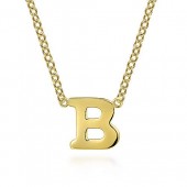 14K Yellow Gold B Initial Necklace
