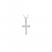 14K White Gold Small Engraved Cross Necklace