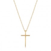 14K YELLOW GOLD SMALL WEDGE CROSS NECKLACE
