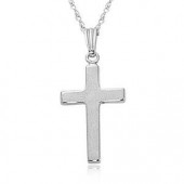 14K WHITE GOLD SMALL POLISHED CROSS