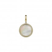 GABRIEL 14K YELLOW GOLD ROUND MOTHER OF PEARL PENDANT