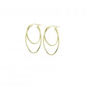 14K Yellow Gold Fancy Oval Double Hoop Earrings