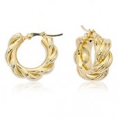 14K YELLOW GOLD SMALL TWISTED HOOP EARRINGS